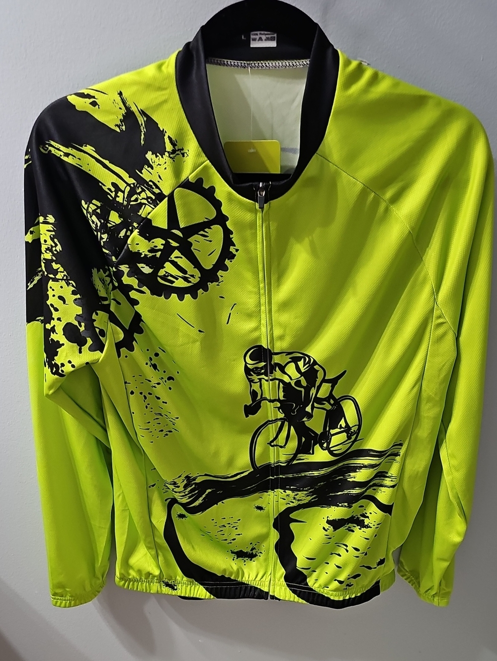 Green Mens Long Sleeve Cycling Jersey Large